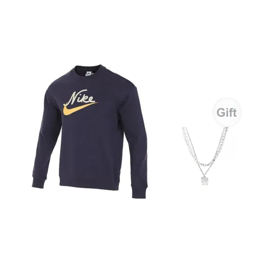 Nike Sweatshirts Unisex Navy Blue With Free Necklace