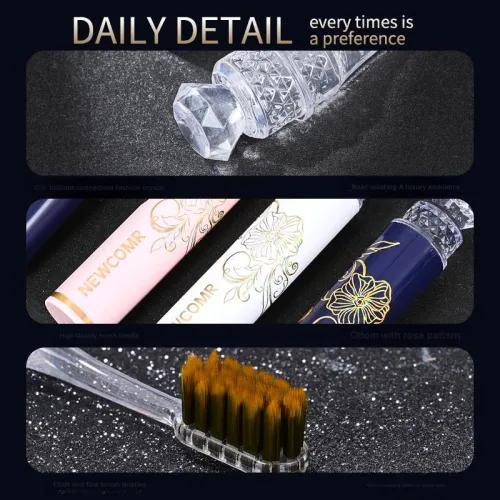 KAMEIER Print Lipstick Portable Toothbrushes 3 Pcs Pack