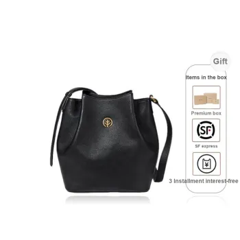 BAGTREE Cow Leather Pouch Bag, Bucket Bag, Shoulder Bag Regular Unisex Roasted Brown/Black/Caramel