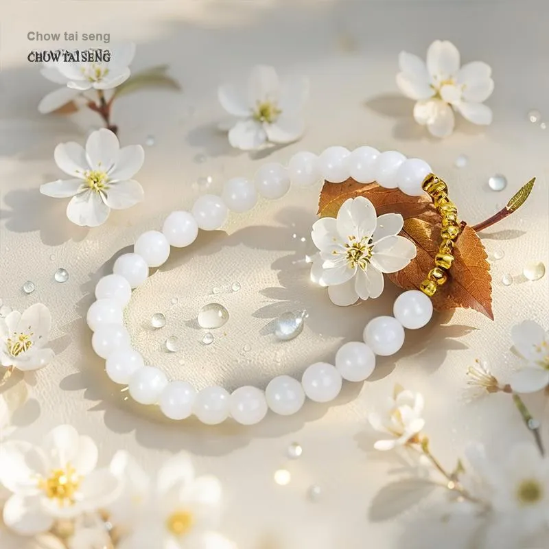 CHOW TAI SENG Agate Advanced Textured Beaded Bracelet Elegant Accessories Men's-16