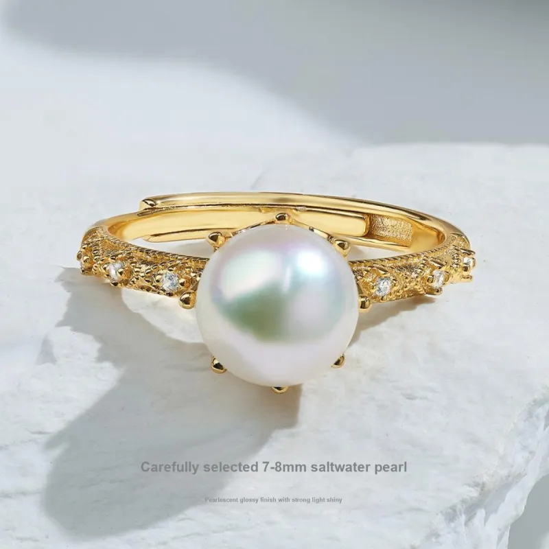 ME LUXE Pearl Ring Minimalist French Romantic Elegance Women's-4
