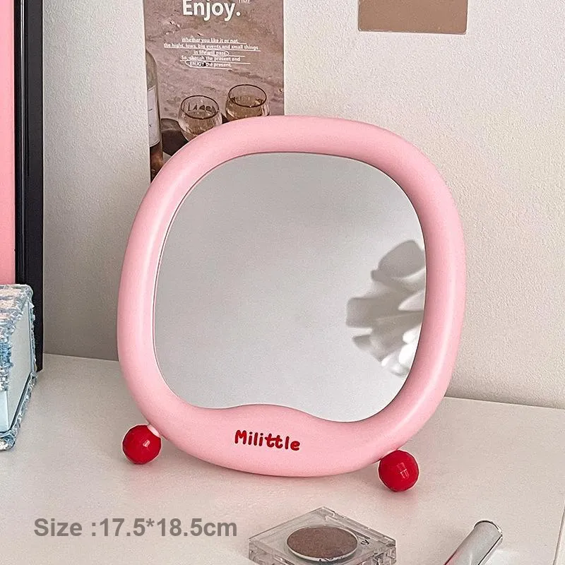 XIBI Little Tail Mirror Makeup Mirror Good Looking Desktop Stand Small Home Use Dormitory Office-3
