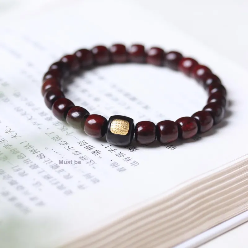 Finger Carpenter Small Leaf Red Sandalwood Bracelets Unisex-3