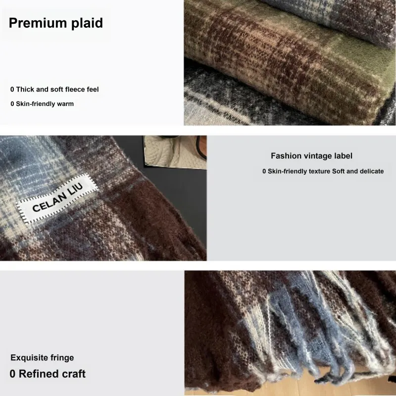 PLAN IN Polyester Knit Scarves Unisex-1