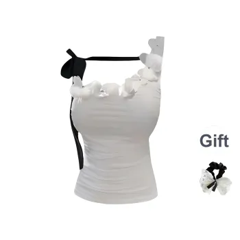 / T Shirts Women's White+Hair Tie Comes With