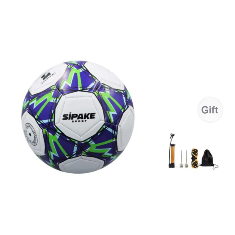SIPAKESPORT Size 4 5 Size Soccer PVC Machine Stitched Soccer Ball Unisex Five Pointed Star Blue White-5