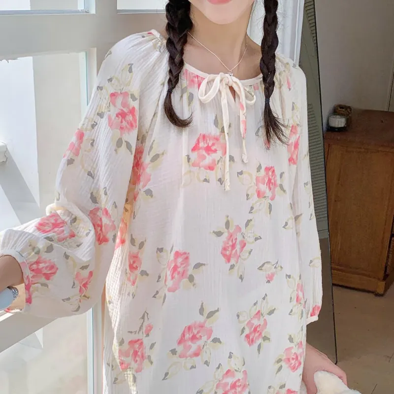 Yalu Nightgown Women's Custard Small Flower-7