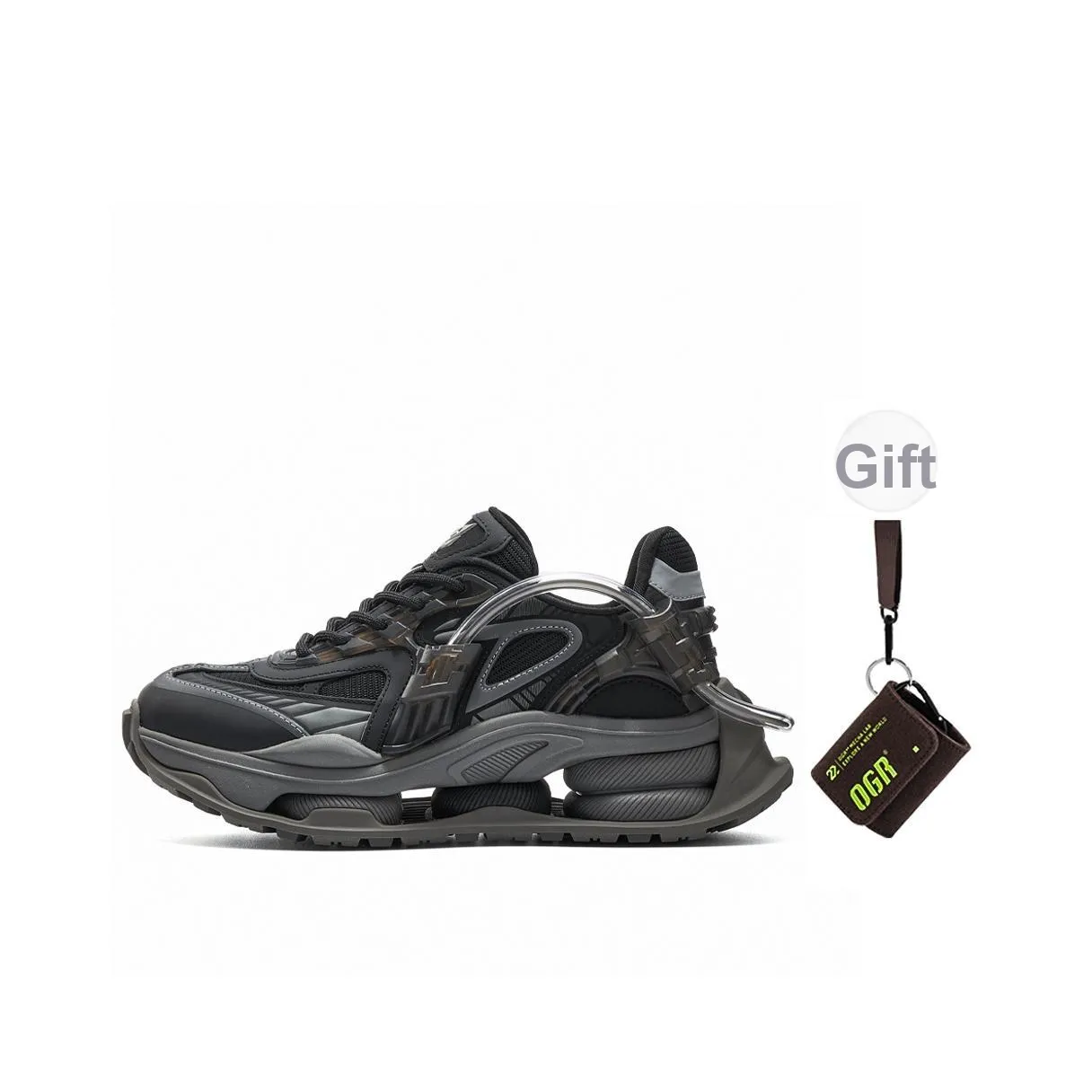 OGR Chunky Sneakers Unisex Low Top Black Gray