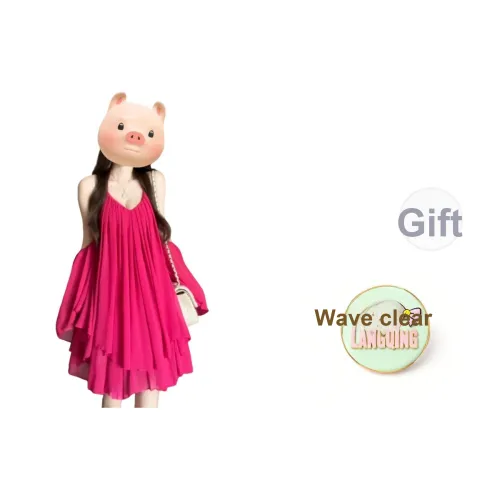 LANGQING [Розово-красный] Бесплатная доставка с Wangqing Бренд Наклеенный Женские Слиплатья