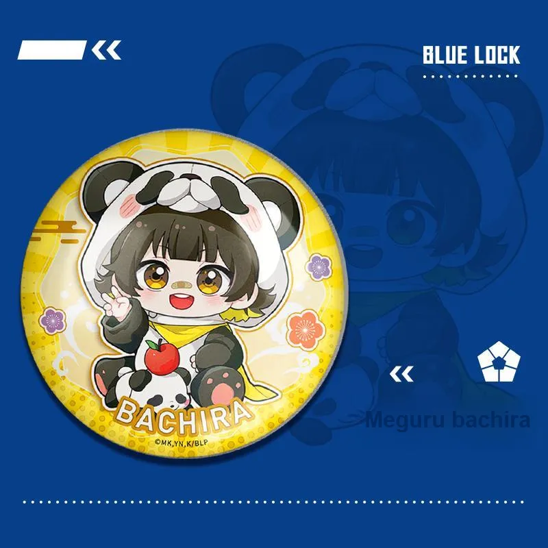 Crooked Melon Production Blue Lock Panda Collection 75mm Double Flash Tin Badge Laser Ticket Polaroid Combo Set Badges-5