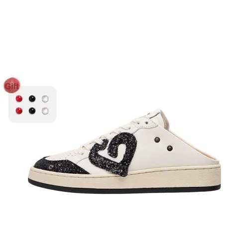 LOVE ANSWER Self Любовь Black Heart Блестки Скрытый каблук Повседневная обувь Унисекс BLACKHEAD Черный Вспышка Сердце Мюли