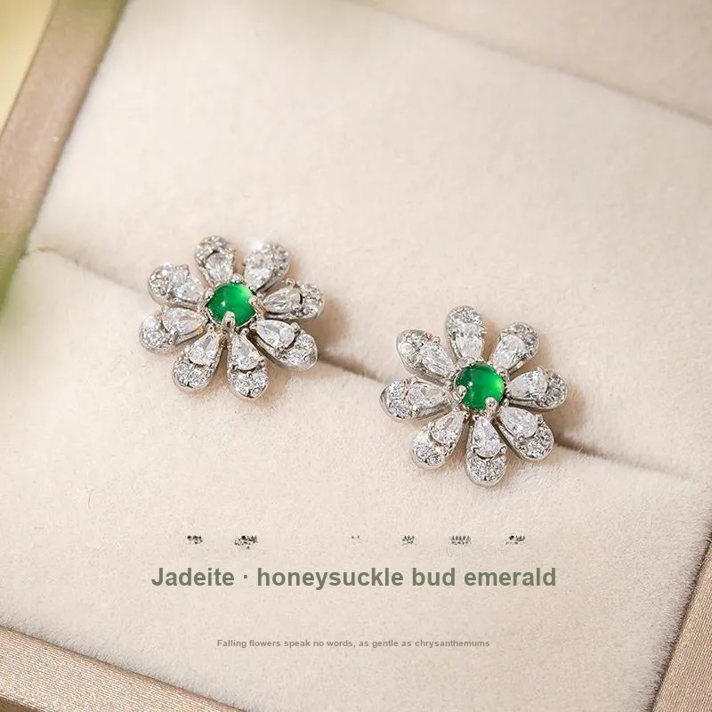 Encounter Gift High Ice Jade Stud Earrings Women's-6