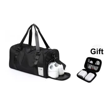 SEPTWOLVES Artificial Leather Gym Bag, Travel Bag, Carry on Bag QPL Tubas Unisex Black