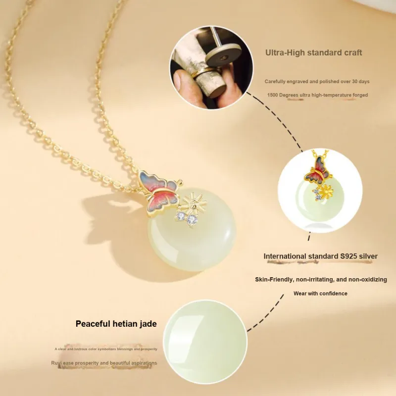 Andaozi Hetian Jade Necklaces Pale Greenish White Jade Women's-2