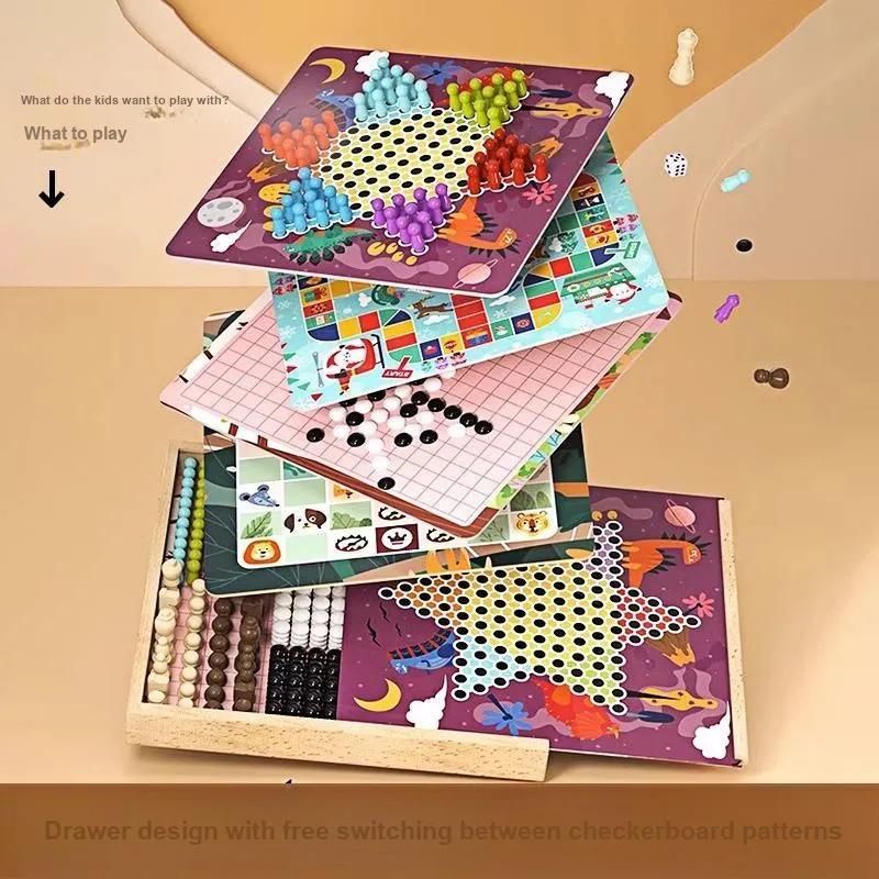Lezhi By Me Five In A Row, Aeroplane Chess, Chinese Checkers, Multifunction, Combination Game Board Games-1