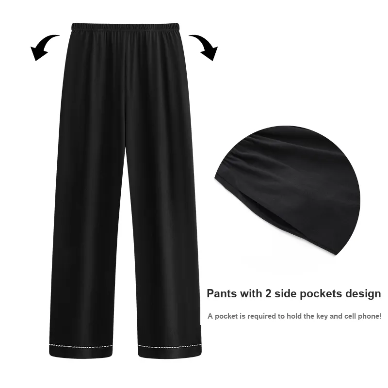 Qiao Ni Tong Pajama Set Spring Fall And Winter Men's Two-Piece Set Glow In The Dark Black-3
