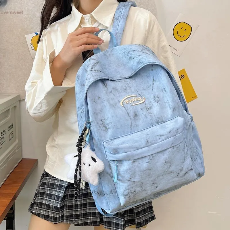BUBM Nylon Backpack Regular Unisex White/Black/Burgundy/Blue-1