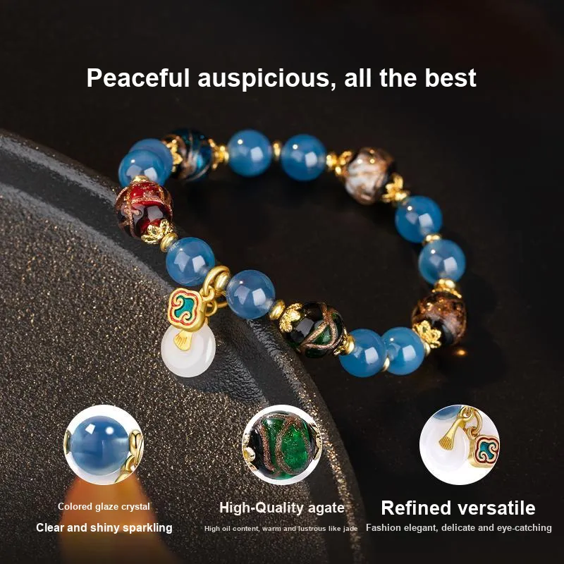 MOLADY Colored Glaze Natural Jade Bracelet For Women's Women's-6
