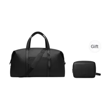 Gaston Luga Recycled Polyester Travel Bag 59L Unisex Elegant Black/Light Taupe