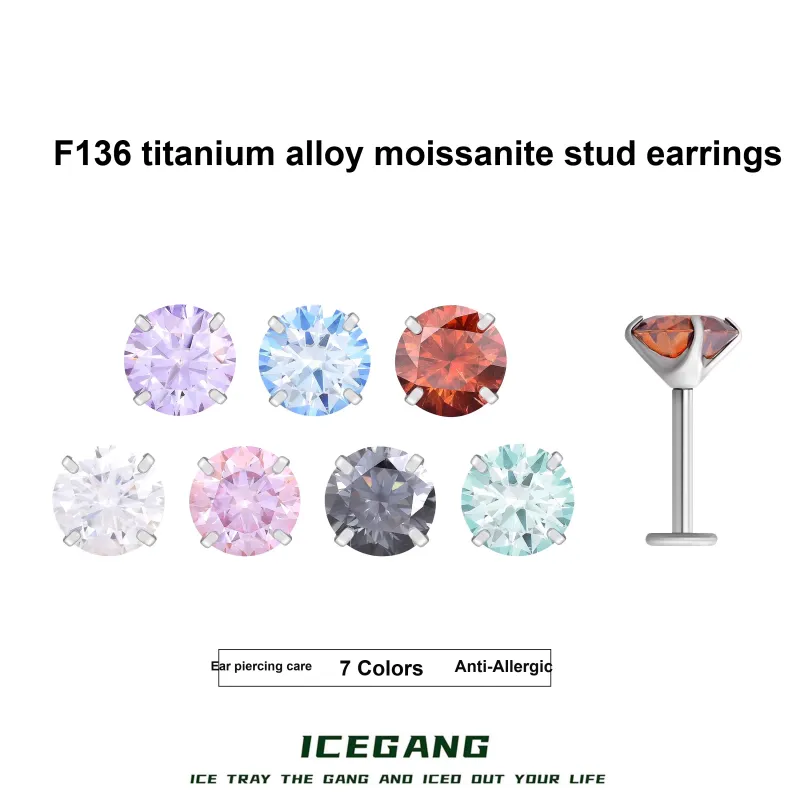 ICEGANG F136 Titanium Alloy Stud Earrings Unisex-1