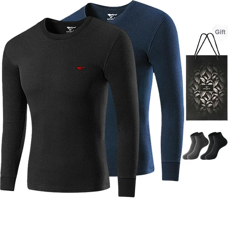 SEPTWOLVES Thermal Tops Men's 2 Pack+Shopping Bag-2