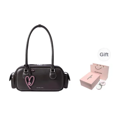 AMAZING SONG Cow Leather, Zip Closure Commute Schooling Shoulder Bag Regular Women's Red/Gray/White/Dark Chocolate