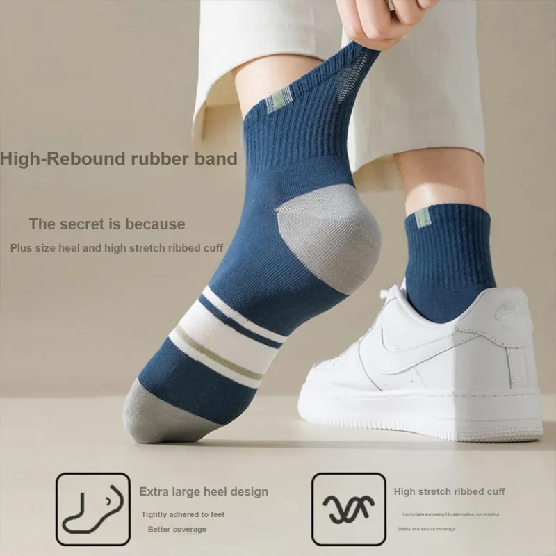 MIIOW Mid Calf Socks Men's 5 Pack Mixed Color-3