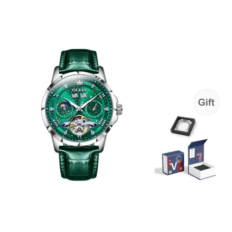 OLEVS Automatic Mechanical Movement Stainless Steel Watchband Watch Men's Watches Black Dial-42
