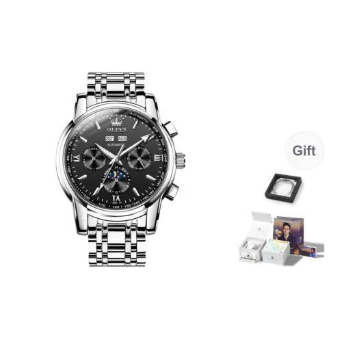 OLEVS Mechanical Movement Stainless Steel Watchband Watch Men's Watches Black Dial