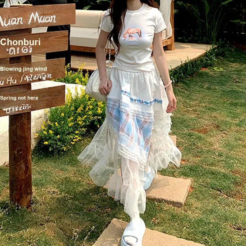 SOIE Casual Long Skirts Women's White-2