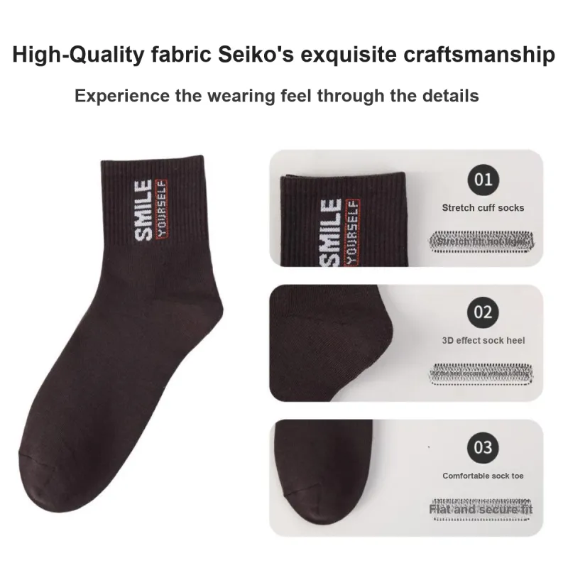 H YXIANG Mid Calf Socks Men's 5 Pack Mixed Color-6