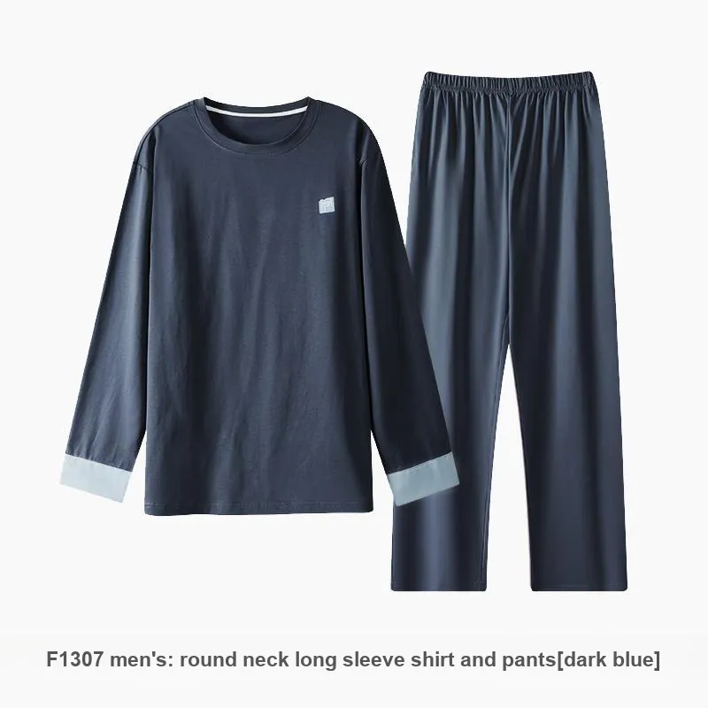 ZAO FU NIAO Pajama Set Men's Dark Blue-1