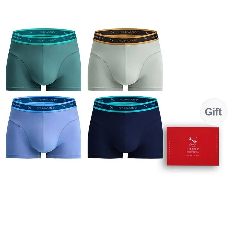 RED DRAGONFLY Cotton Panties Men's 4 Piece Gift Box Sets-12