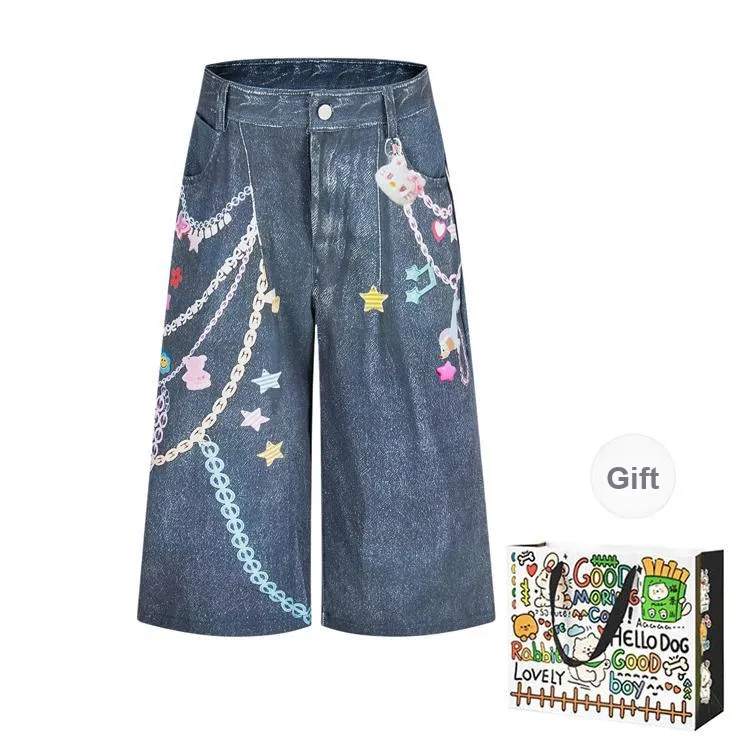 PZHK Denim Shorts Women's Denim Blue Shopping Bag-0