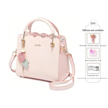 JUST STAR PU Handheld Portable Crossbody Bag Shoulder Bag Regular Women's Cherry Blossom Pink