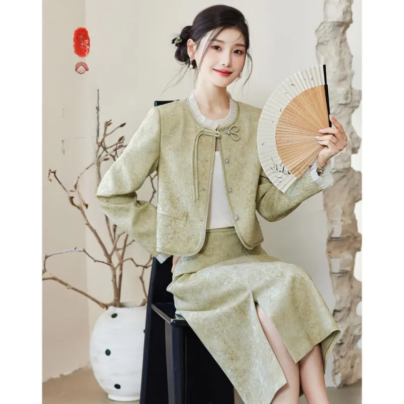 Like The Age Of Water Skirt Set Women's Green-2