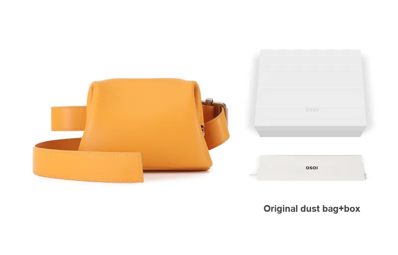 OSOI PECAN BROT Cow Leather Chinese Steamed Bun Bag, Crossbody Bag, Shoulder Bag Trumpets Women's Mustard Yellow-4