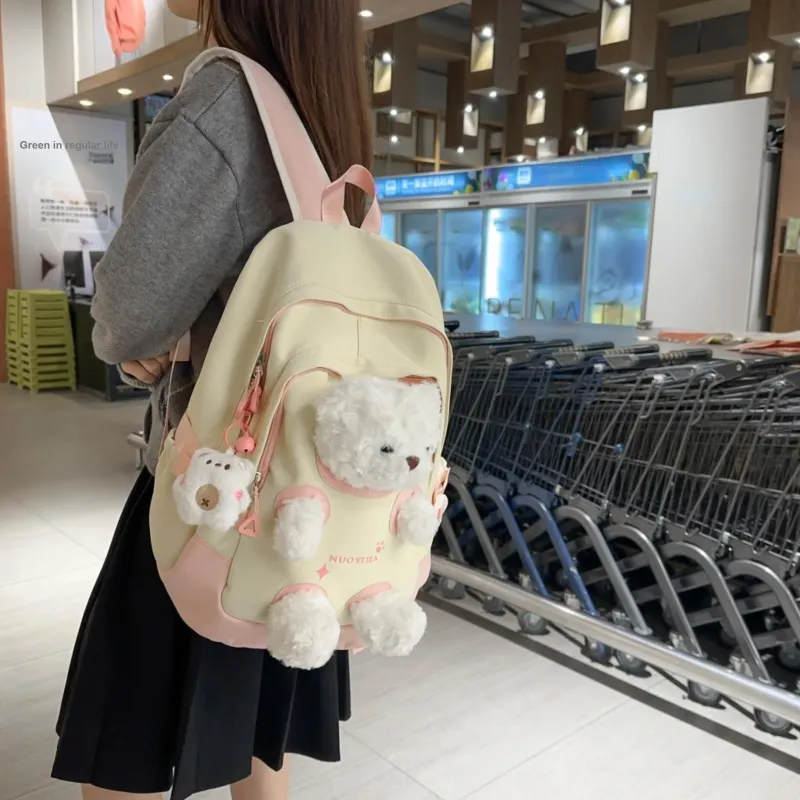 AIBAG Nylon Backpack Unisex Pink Green/Pink Blue/Pink Yellow/Blue Green/Black-8