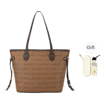 FAIRWHALE PVC Tote Bag, Shopping Bag, Shoulder Bag Regular Women's Light Gray/Dark Brown