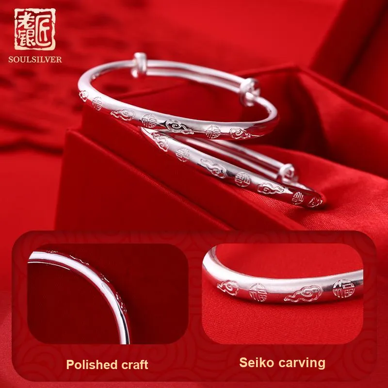 LAOYINJIANG S999 Fine Silver Bangles Kids'-5