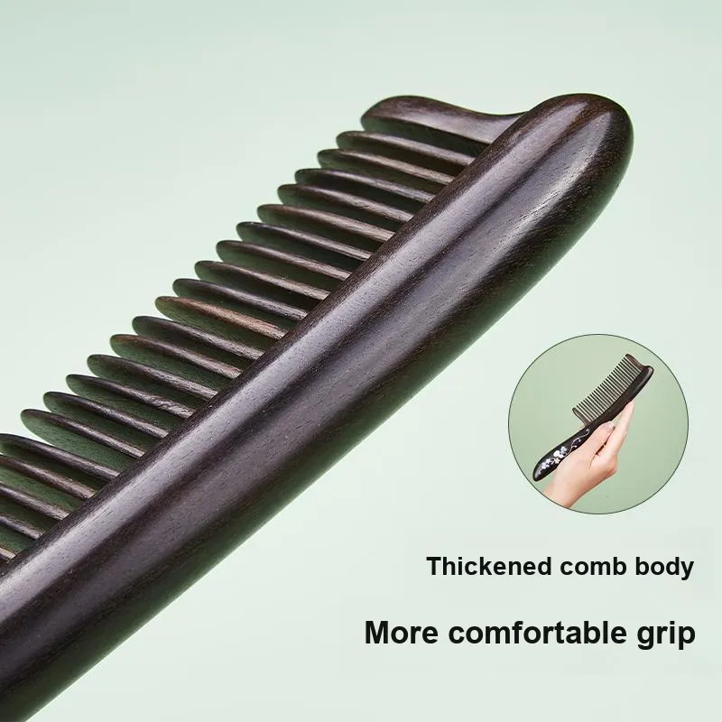 DANPU Private Engraving Sandalwood Comb Soothing Scalp Massage Meridian Health Straight Hair Care Anti Static-3