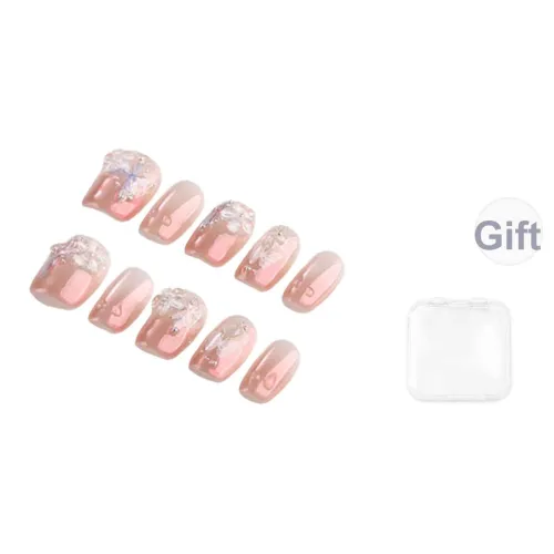 Song Biography Градиентный Телесный Nail Art Ручной Рисунок 3D-Цветочный Дизайн Подчеркивает Тон Кожи Искусственный Ногтевой Короткий Лестница 15 мм