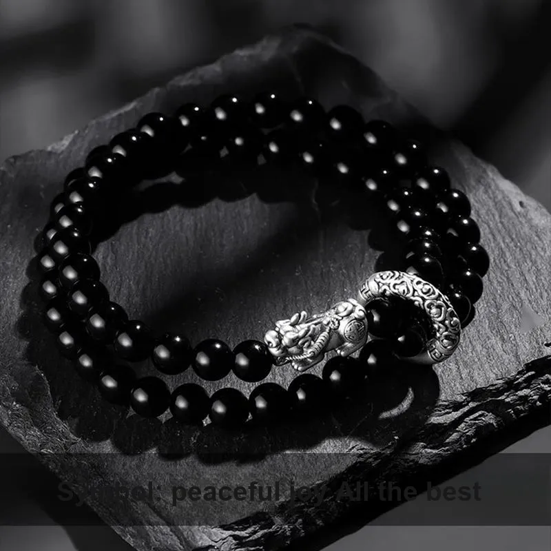 FOREVER MELODY Obsidian Bracelets Men's-2