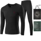 Thermal Underwear Tops+Long Johns Set (Black) 100% cotton Breathable/3A Antibacterial/Thermal