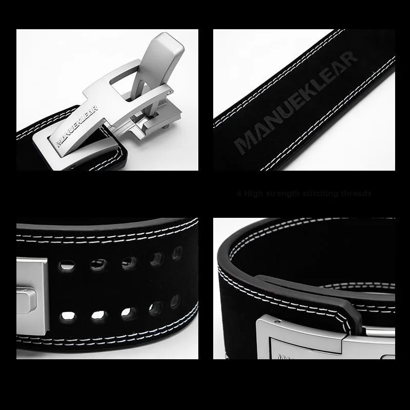 MANUEKLEAR Back Support Braces Protective Compression Black Cow Leather Unisex-1