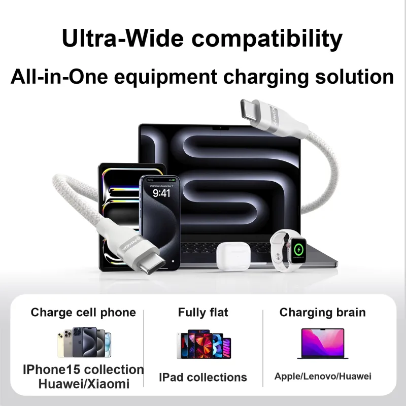 ANKER Type c To Type c 240W Safe Fast Charging Compatible With Apple 16/15/Android Collection Skin Friendly Woven Cable-15