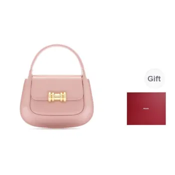 MUVA Cow Leather Saddle Bag Handbag Shoulder Bag Small Size Women's Milkshake White/Dried Rose/Party Red