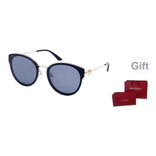 FERRAGAMO Металл Нерегулярная форма Солнцезащитные очки Унисекс Черный Коричневый