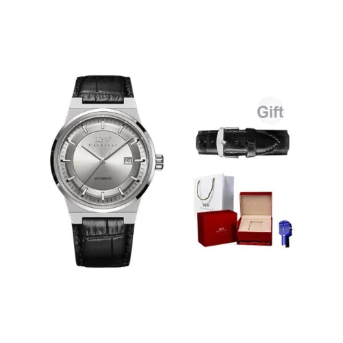 I W CARNIVAL HWGUOJI Автоматический механический механизм натуральная кожа ремень часы мужские серый циферблат