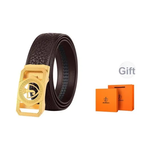 Jaylen Oos Нержавеющая сталь Автоматическая застежка Ремень Дикий Коровья кожа с текстурой Телесная коровья кожа Ремни Мужской 3,5 см